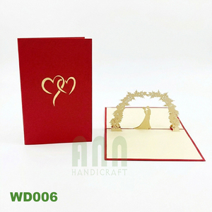 Carte d'invitation de mariage de découpe laser 3D de couple floral pour l'anniversaire et la Saint-Valentin en papier souvenir - Product Image 3