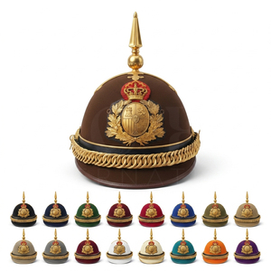 Casco de terciopelo personalizado para ceremonias, con adorno de cresta trenzada dorada, decorativo para uniformes de desfile, eventos y disfraces. - Product Image 1