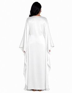 Elegant Full Length Satin Gown Style <b>Abaya</b> with Relaxed Fit and Flowy Sleeve Design Soft Modest Outfit for <b>Women</b> - Product Image 2