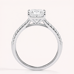 IGI Certified Princess Cut Lab Grown Diamond Engagement <b>Ring</b> Solid 925 Sterling <b>Silver</b> Pave Diamond Bridal <b>Ring</b> - Product Image 6