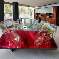 Statue de taureau de corrida en verre coloré, faite à la main et personnalisable, Art populaire religieux antique Feng Shui pour la décoration de bureau, Mini-monde en verre