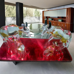 Handmade Glass Bullfight Statue for Office Decoration Tiny Glass World Brand Made in Rajasthan - Product Image 2