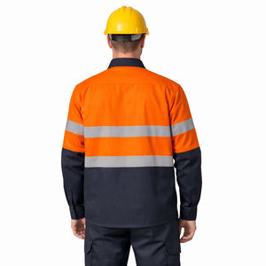 Camisa de Trabajo de Manga Larga de Alta Visibilidad para Hombre, Color Naranja Marino, Uniforme de Seguridad Reflectante - Product Image 6