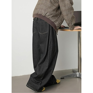 Pantalones Vaqueros Anchos de Estilo Urbano para Hombre, Pantalones de Mezclilla Negros de Pierna Ancha, Pantalones Casuales de Hip Hop - Product Image 6