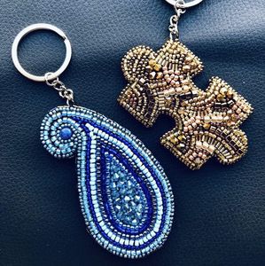 Handmade Embroidery Beaded <b>Keychain</b> Elegant Seed Bead Key Ring Eco-Friendly MD HANDICRAFTS for Gift and Everyday Carry - Product Image 5