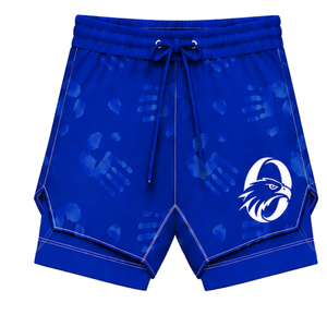Royal Blue White <b>Swim</b> Set Sleeveless Racerback Tank <b>Top</b> with Matching Shorts Lightweight Quick Dry Training Performance Swimwear - Product Image 5