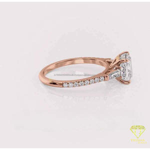 Bague en argent sterling 925 avec diamant moissanite taille coussin et pierres latérales taille baguette, bijoux de luxe - Product Image 4