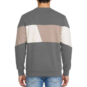 Sweat-shirt à col rond pour homme, design personnalisé, color-block, coupe classique, en coton tricoté, teinture unie, écologique, automne - Product Image 4