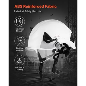 Casco di Sicurezza Industriale Approvato ANSI/ISEA Z89.1 con Sospensione a 6 Punti Regolabile, Ventilato, con Visiera in ABS per Cantieri - Product Image 3