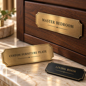 Placa de Metal Personalizada con Logotipo para Muebles, Placa de Identificación de Metal OEM para Identificación de Marca y Etiquetado de Productos Premium - Product Image 1