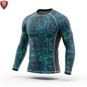 Unisex <b>Long</b> <b>Sleeve</b> Rash Guard <b>Compression</b> <b>Shirt</b> Printed Quick Dry Spandex/Polyester Sports Bodysuit Lightweight Activewear - Product Image 5