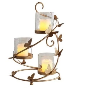 Support de bougie chauffe-plat de qualité supérieure avec finition dorée, accessoires de décoration pour mariage et maison - Product Image 5