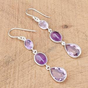 Pendientes de Amatista Hechos a Mano, Plata de Ley, Forma de Pera, Joyería de Piedras Preciosas, Fabricante Mayorista, Exportación India, Nikhil Gems NG-033 - Product Image 5