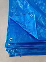 Bâche imperméable bleue robuste pour usage extérieur, en tissu tissé uni avec œillets