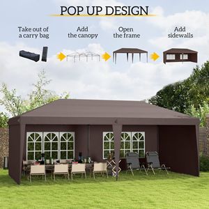 Tenda a baldacchino pop-up in tessuto Oxford 20x10 piedi con 4 pareti laterali rimovibili, per matrimoni, eventi, patio, giardino, con borsa per il trasporto - Product Image 4