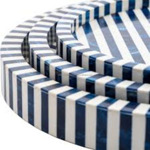 Plateau d'incrustation d'os de qualité supérieure | Plateau rond avec design inspiré d'Ashoka Chakra pour les cadeaux patrimoniaux, la décoration et le service de déclaration - Product Image 6