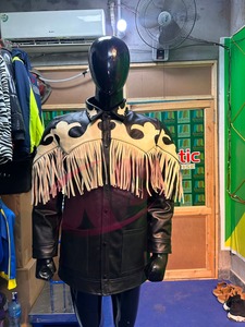 Genuine leather <b>western</b> <b>jacket</b> Fringe leather <b>jacket</b> men Turn-down collar leather <b>jacket</b> Regular fit autumn <b>jacket</b> - Product Image 2
