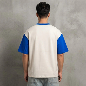 เสื้อยืดผู้ชายผ้าฝ้ายแท้ 100% หนัก 250GSM ทรงโอเวอร์ไซส์  แบบเรียบ  รับสกรีนโลโก้  ตัดต่อสี  ทรงหลวม  ผ้าหนา - Product Image 5