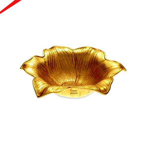 Bol de service en métal Art Déco de qualité supérieure pour la maison, les restaurants et les hôtels, plateau rond doré à feuilles - Product Image 1