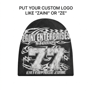 Gorro Unisex ZAINI ZI-032 de Punto Acrílico Premium de 320 GSM, Color Negro, con Bordado de Estilo Característico, Etiqueta Tejida y Parche de Goma Personalizado - Product Image 1