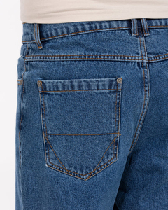 Jean en denim bleu coupe droite pour homme, poids moyen, coupe classique, style décontracté, tissu en coton, idéal pour l'automne - Product Image 5