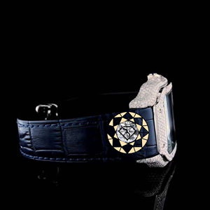 Reloj de Pulsera con Caja Cuadrada, Correa de Cuero Azul, Acero Inoxidable, Cristal de Zafiro, Esfera Analógica con Números Romanos - Product Image 2