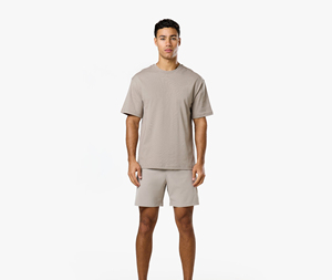 Hot Selling High Quality Fleece <b>100</b>% <b>Polyester</b> T-<b>shirt</b> Drop Shoulder Pure Color Neck Custom Printed Streetwear Short Sleeve Men - Product Image 2