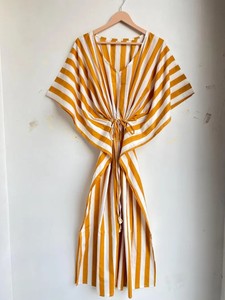 ชุดเดรสผ้าฝ้ายสำหรับผู้หญิง สวมใส่สบายทุกวัน ชุดเดรสยาวสไตล์คาฟทัน ชุดลำลองฤดูร้อน ชุดคลุมชายหาดลายพิมพ์ - Product Image 4