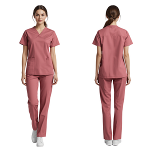 INTENTION SPORTS Women's Cotton Blend Woven <b>Scrub</b> <b>Set</b> with Needle Detection and Seamless Fusing for Hospital Use - Product Image 3