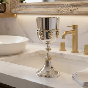 ถ้วยทองเหลืองแท้ทำมือคุณภาพพรีเมียม พร้อมลวดลายสลักแบบราชวงศ์ |   ของตกแต่งสไตล์โกธิคยุคกลางแบบวินเทจสำหรับเป็นของขวัญ - Product Image 4