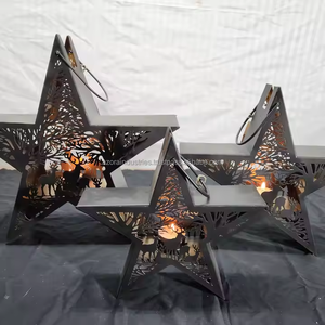 Linterna de Navidad con forma de hierro grabado ciervo de metal hecho a mano con portavelas Navidad hecha a mano - Product Image 1