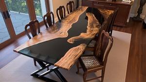 Epoxy Dining Sofa <b>Table</b> <b>Top</b> for Home Furniture I Black Resin Living Room <b>Table</b> <b>Top</b> I Luxury Hallway <b>Table</b> <b>Top</b> I Office <b>Table</b> <b>Top</b> - Product Image 1