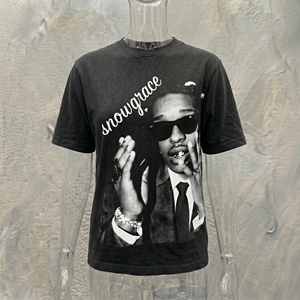 T-shirt à manches courtes pour homme Snowgrace, imprimé photo noir, col rond, coupe classique, style streetwear, jersey en coton - Product Image 4