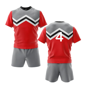 Conjunto de Camiseta de Fútbol Sublimada para Hombre, Negro y Rojo, 100% Poliéster, Cuello en V, Manga Corta, Cintura Elástica, Regular, Absorbe la Humedad - Product Image 4