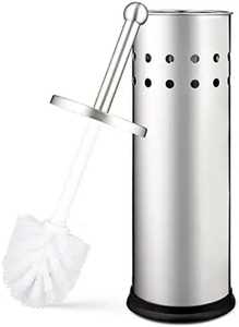 Floor Standing Modern Stainless Steel Toilet Brush Holder Set Perforated Silver Mirror Polished Hotel Use Cleaning <b>Accessory</b> - Product Image 3
