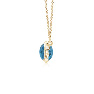 Colgante Solitario con Topacio Azul Corte Brillante Redondo en Engaste de Bisel, Chapado en Rodio, Joyería de Lujo para Mujer, Oro 10K 14K 18K, Plata 925 - Product Image 3