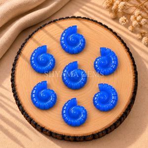 Pendentif en calcédoine bleue de 20 mm en forme de coquille de Nautilus sculptée, pierre précieuse pour la fabrication de bijoux, artisanat, fournitures en gros - Product Image 1