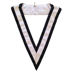 Collier de Maître Secrétaire du 4ème Degré du Rite Écossais, en Satin et Grosgrain Blanc et Noir, Collier Maçonnique, Régalia du Rite Écossais Noir et Blanc - Product Image 3