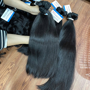 Extensions de cheveux humains bruts vietnamiens, double trame, lisses, naturellement raides, pointes épaisses et complètes, prêtes à être expédiées - Product Image 2