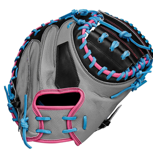 Guante de Béisbol de Cuero, Dedos Completos, Diseño H-Web, para Zurdos, Aislado, Impermeable, Gris, Negro, Rosa, Azul, Costuras Transpirables, para Todas las Estaciones - Product Image 5