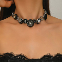 Collier élégant gothique en forme de coquille de rose avec breloque croix en zircon cubique, ras-de-cou à chaîne à pampilles, bijoux punk, cadeau, vente en gros