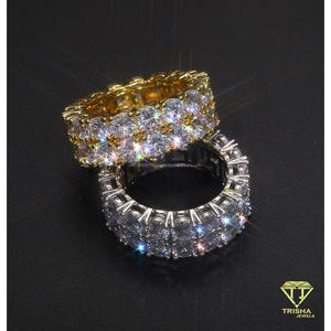 Premium Moissanite Diamond 925 Sterling Silver Gold Tone Ring With <b>Large</b> Round Center <b>Stone</b> For Wholesale - Product Image 3