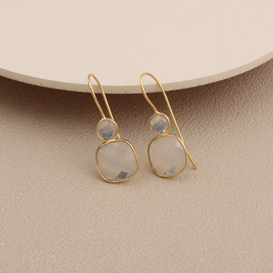 White Opal Teardrop <b>Hook</b> <b>Earrings</b> 18K Gold Vermeil Brass Jewelry High Quality Pear Cut Gemstone Dangle <b>Earrings</b> Factory Price - Product Image 4