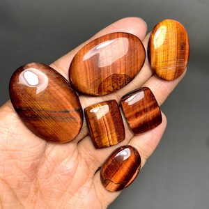 Pierre de œil de tigre rouge cabochon, pierre précieuse en vrac - Product Image 1
