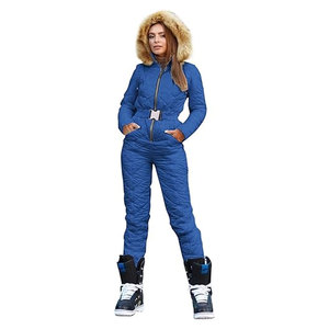 Women's Winter Ski Suit One Piece Hooded Fur Collar Snowsuit Waterproof Insulated Snowboard Jumpsuit Outdoor Sports Ski <b>Coat</b> - Product Image 5