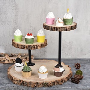 Oak <b>Wood</b> 3-Tier Cake Stand Wholesale | Handcrafted Wooden Display Riser - Product Image 5
