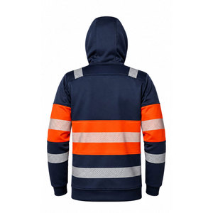 Custom ANSI Class 2 <b>Orange</b> <b>Hi</b>-<b>Vis</b> Reflective Safety Workwear Fleece Zip-Up Hooded Sweatshirt Construction Outdoor Work <b>Hoodie</b> - Product Image 3