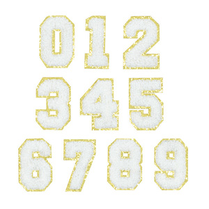 แผ่นปะติดเสื้อผ้าแบบรีดติด ลายปักเชนีล  รักษ์โลก พร้อมหมายเลข - Product Image 2