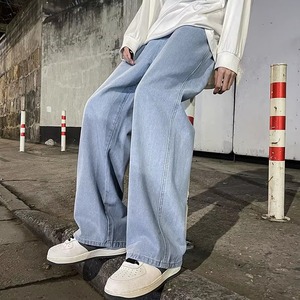 New Streetwear Loose <b>Jeans</b> Men Korean Style Fashion Loose Straight Wide Leg Pants Men's Brand Streetwear Autumn Cotton Woven - Product Image 3