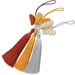 Breloque de téléphone coréenne traditionnelle Norigae papillon, avec perles et pompon, faite à la main, pour téléphone portable, sac ou porte-clés, accessoire décoratif - Product Image 5